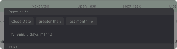 Create filter for past close dates